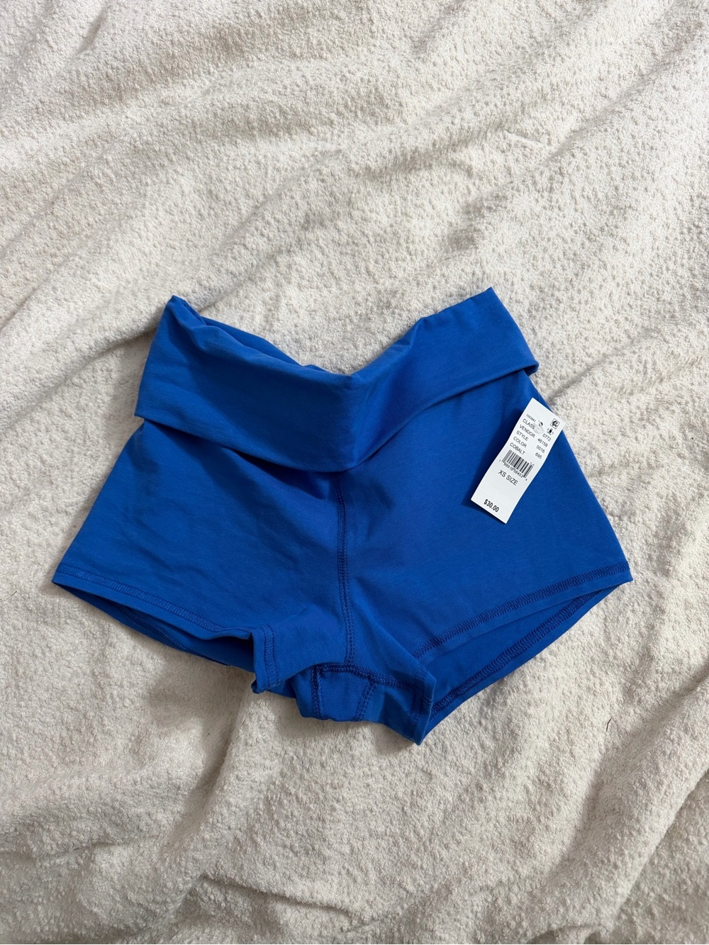 Blue Fold-Over Waist Women’s Active Shorts